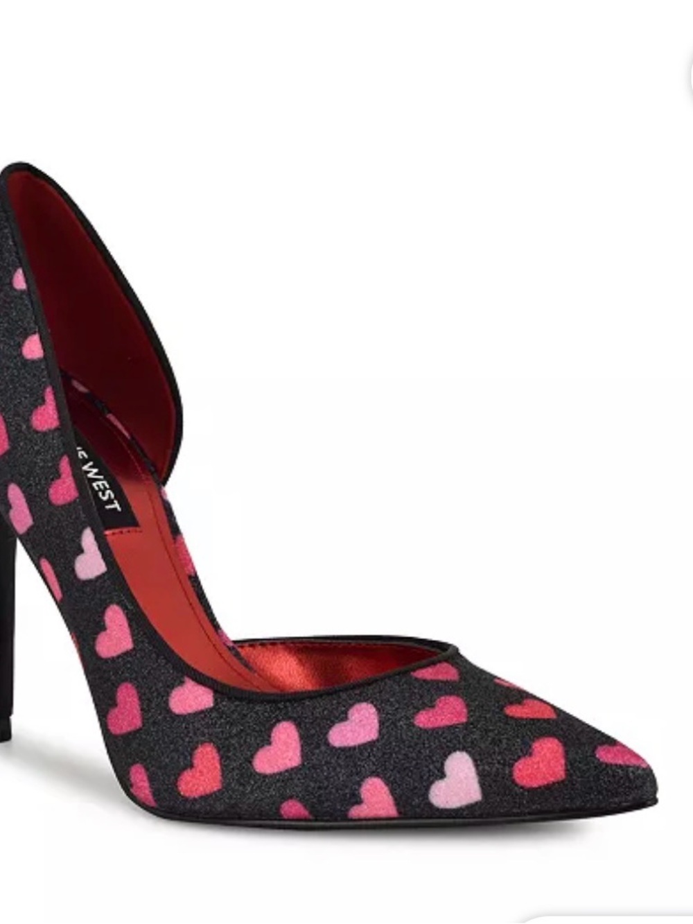 Nine West Black Pointed Pump with Pink Heart Print